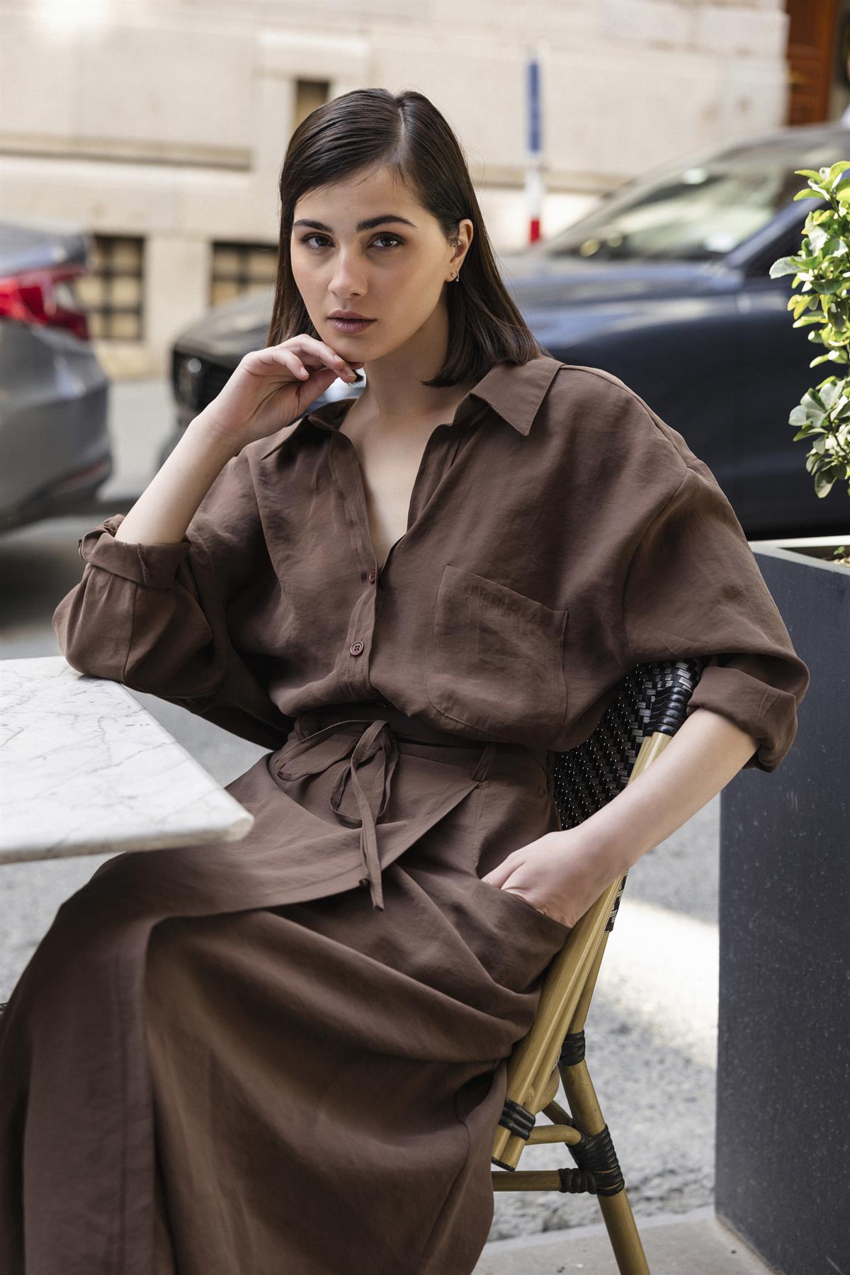 3264 LASTİKLİ ETEK KAHVE