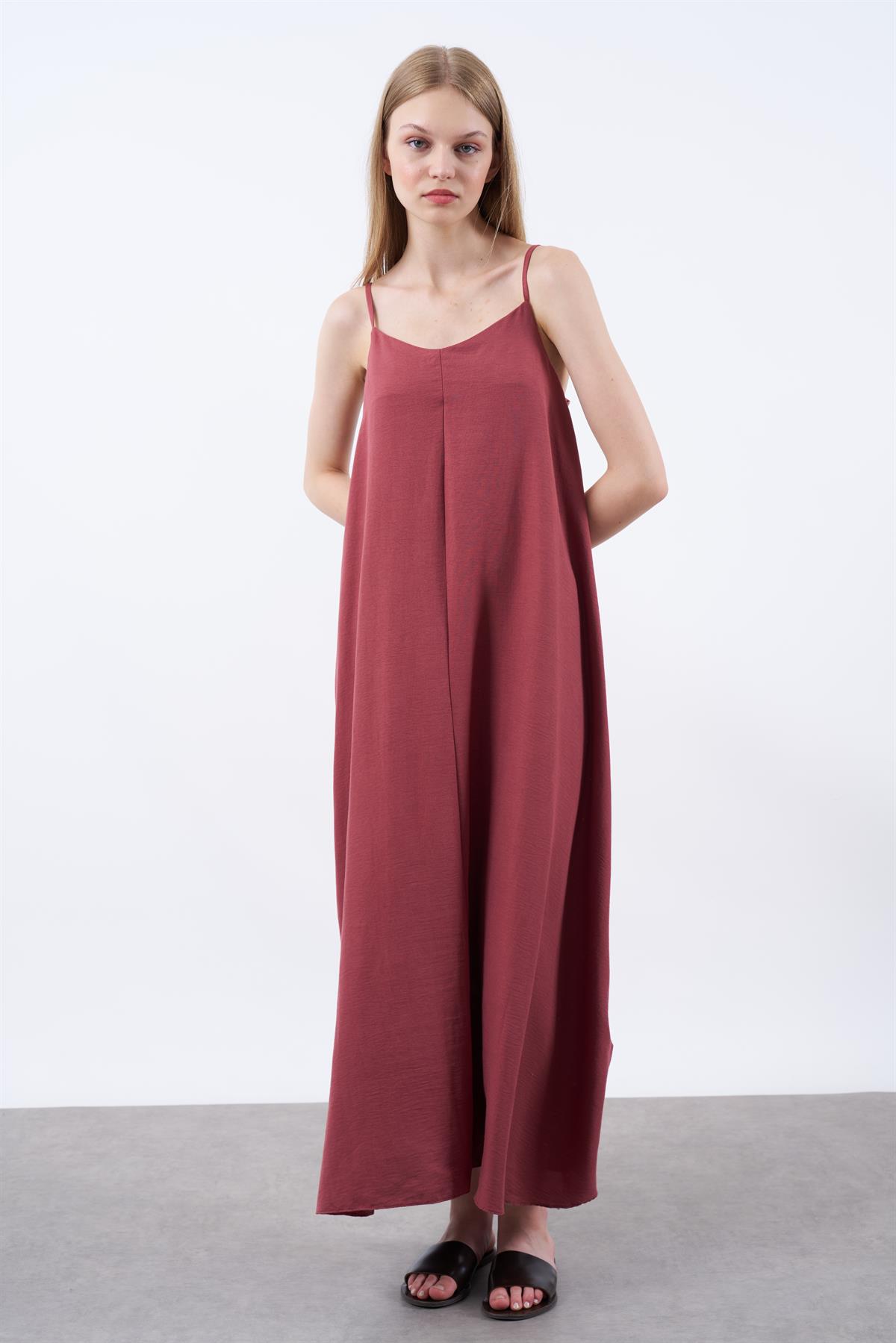 2975 ASKILI ELBİSE BORDO