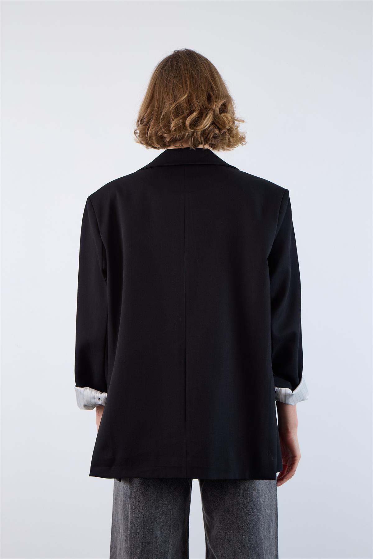 9484 POLİVİSKON CEKET SİYAH