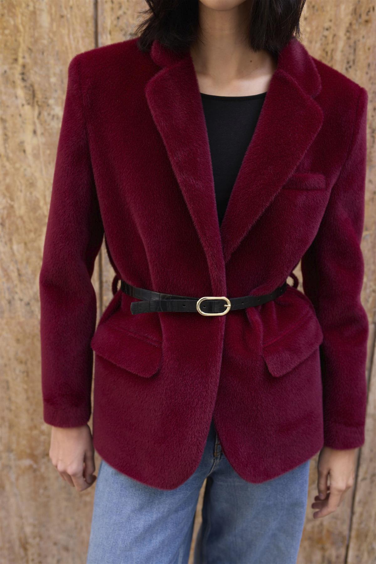 9490 PELUŞLU CEKET BORDO