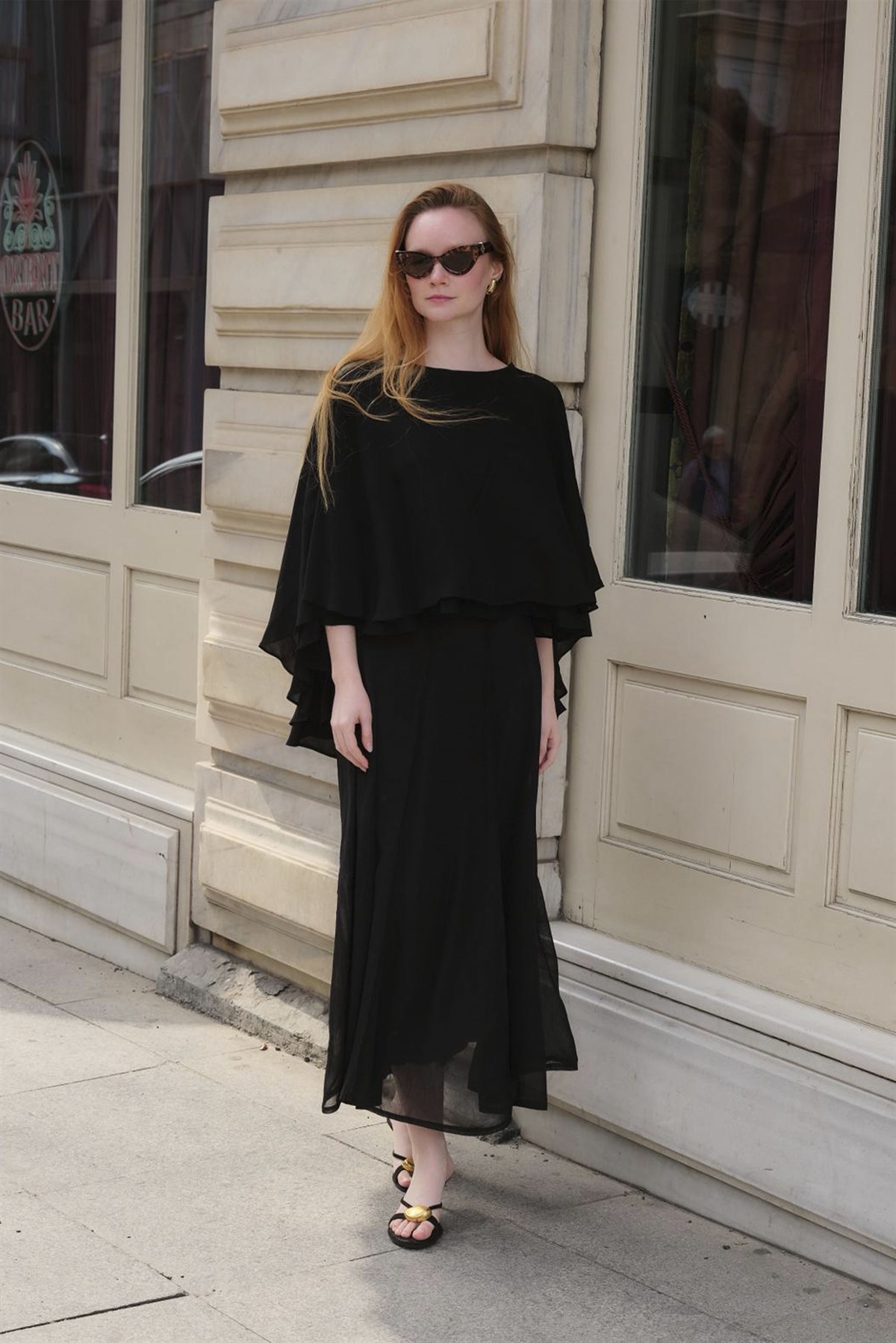 5044 PELERİN BLUZ SİYAH