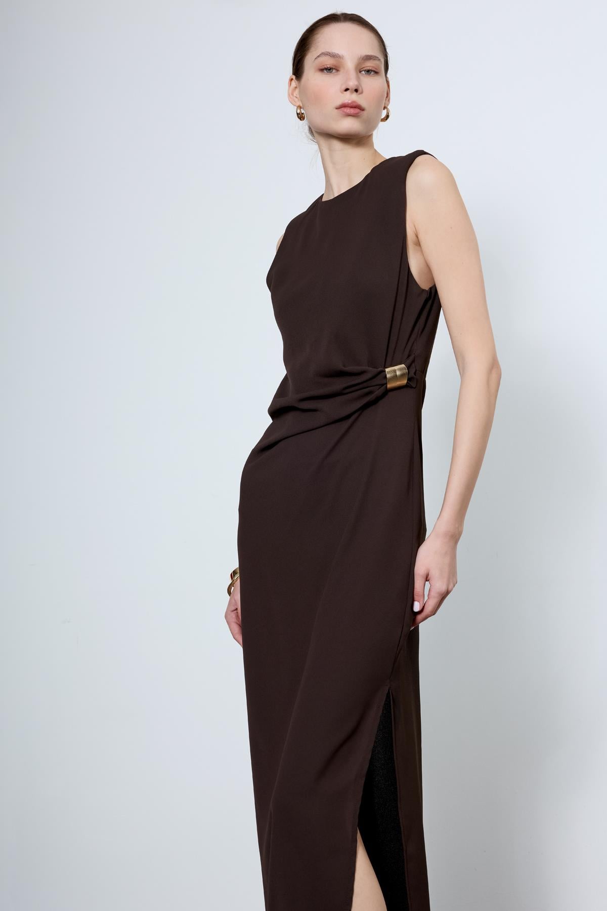 3269 TOKALI ELBİSE KAHVE