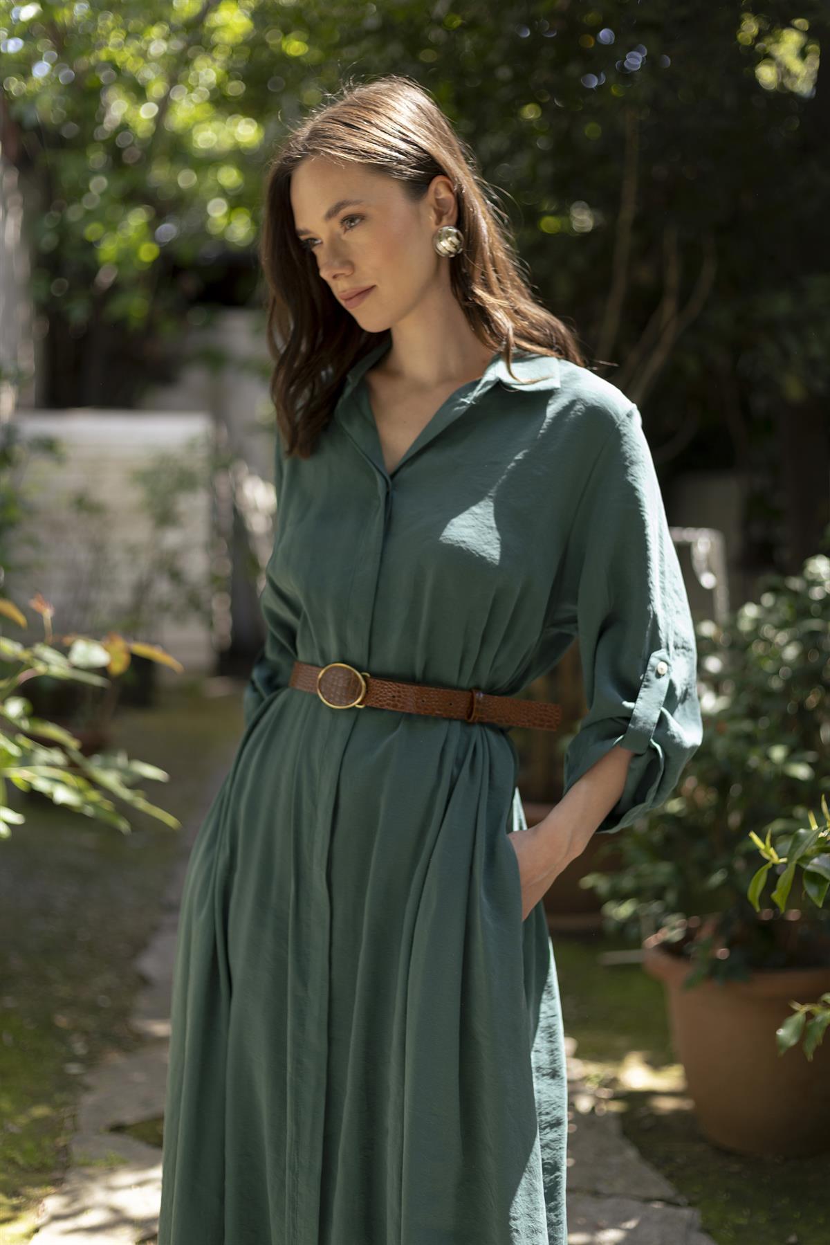 3270 GÖMLEK ELBİSE ZÜMRÜT