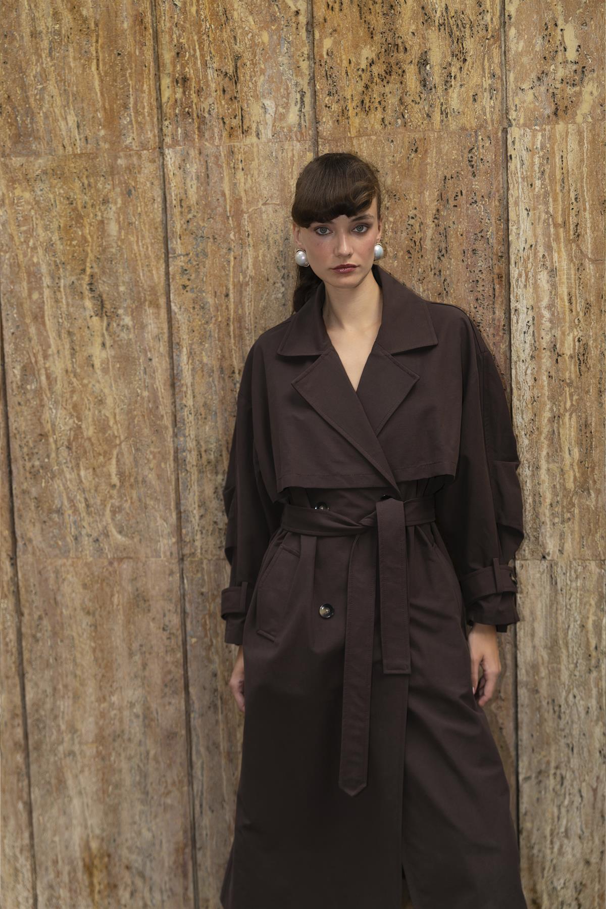 9605 UZUN TRENÇ KAHVE