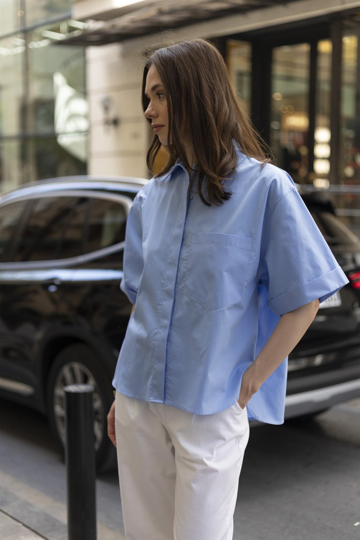 4968 POPLİN GÖMLEK MAVİ