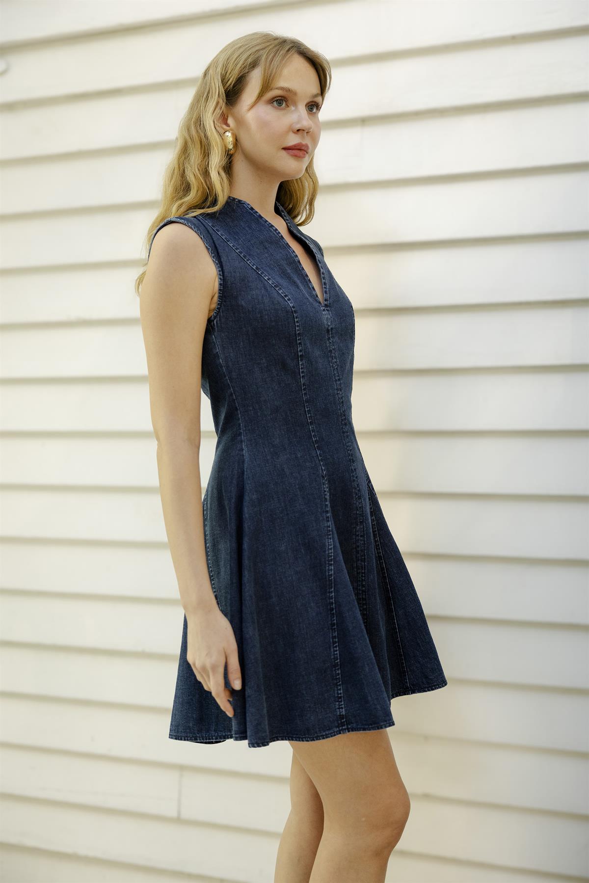 0093 KOLSUZ KOT KLOŞ ELBİSE LACİVERT