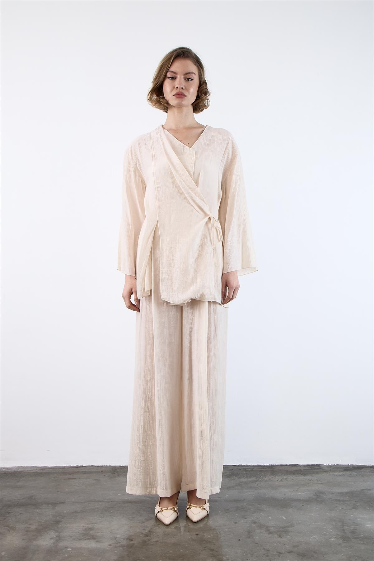 51109 KİMONO TAKIM KREM