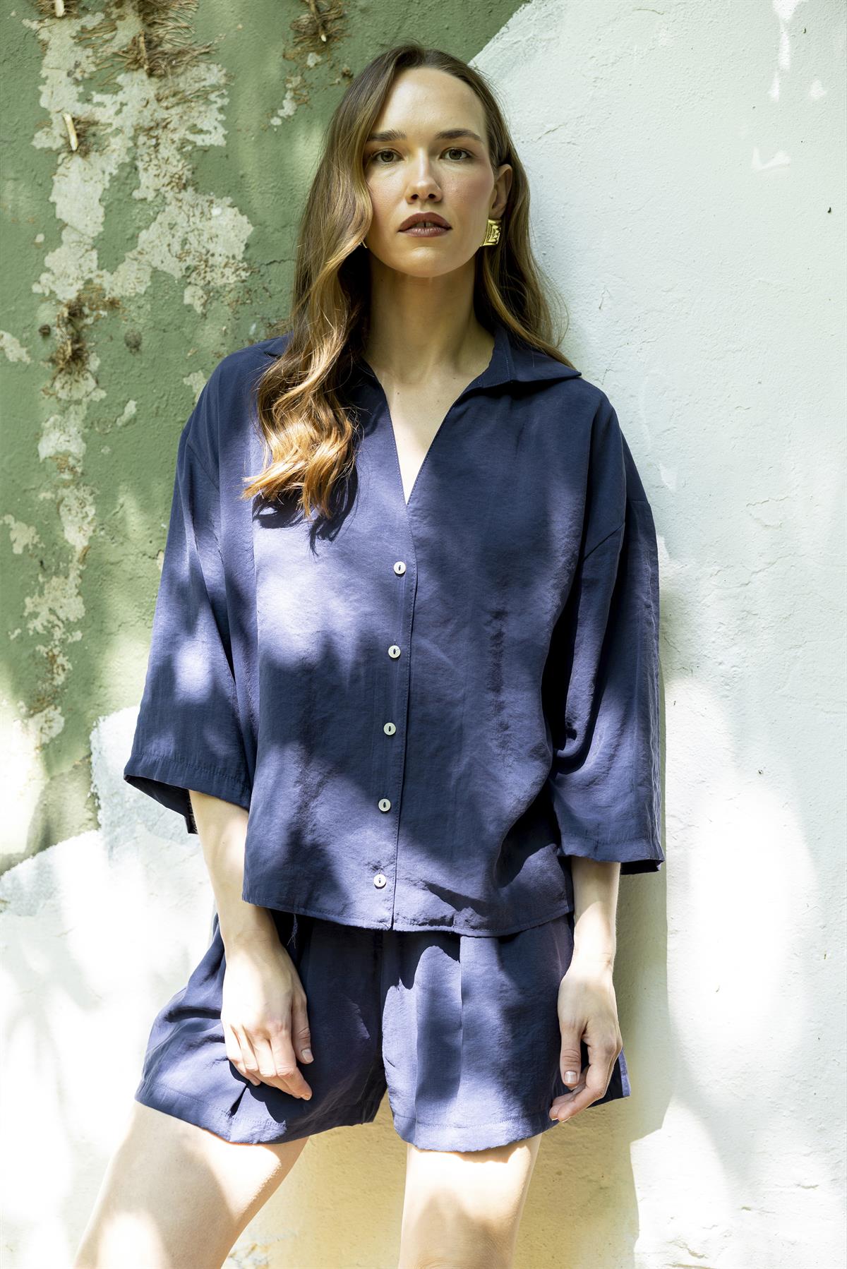 51161 GÖMLEK ŞORT TAKIM LACİVERT