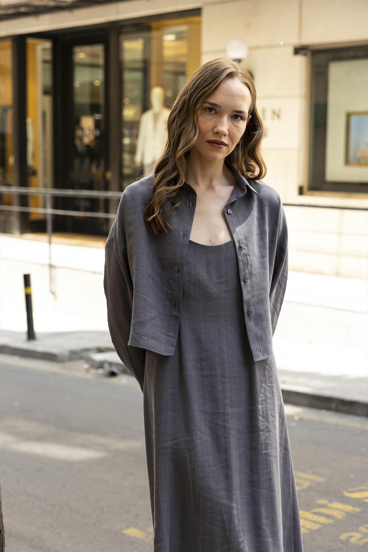 51153 GÖMLEK ELBİSE TAKIM ANTRASİT