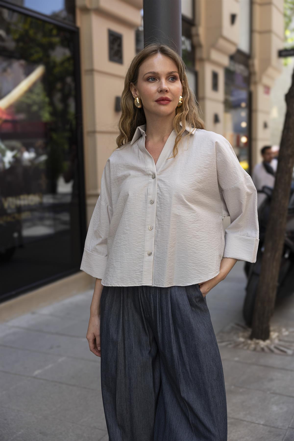 4973 OVERSIZE GÖMLEK TAŞ