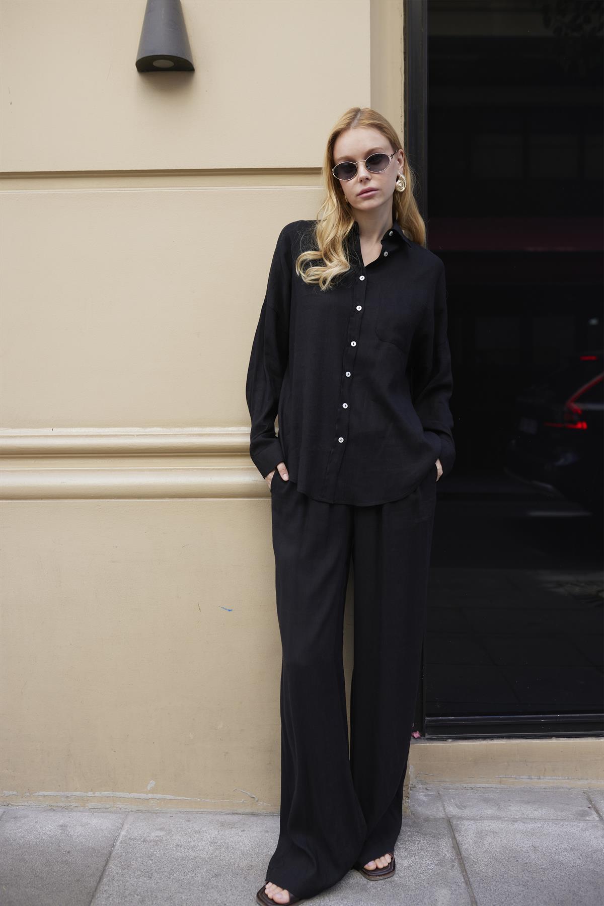 51125 GÖMLEK PANTOLON TAKIM SİYAH