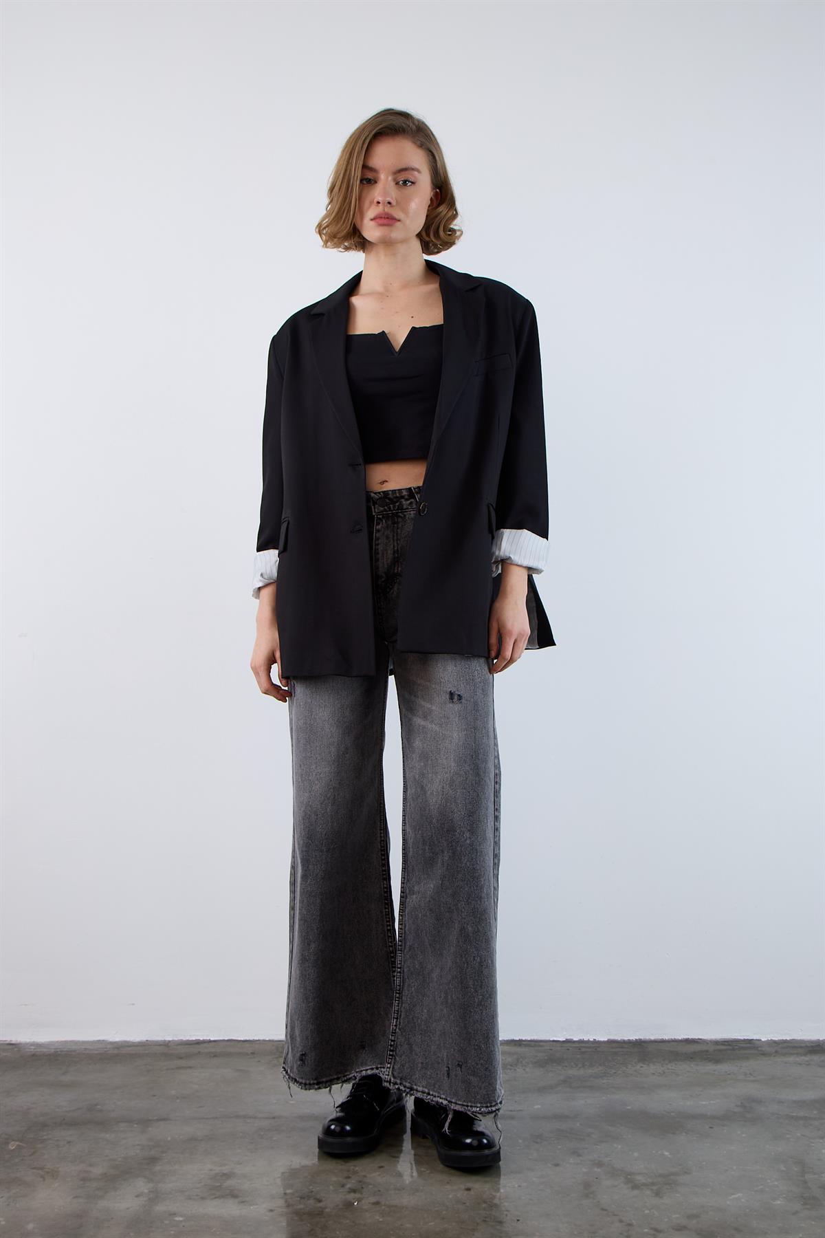 9484 POLİVİSKON CEKET SİYAH