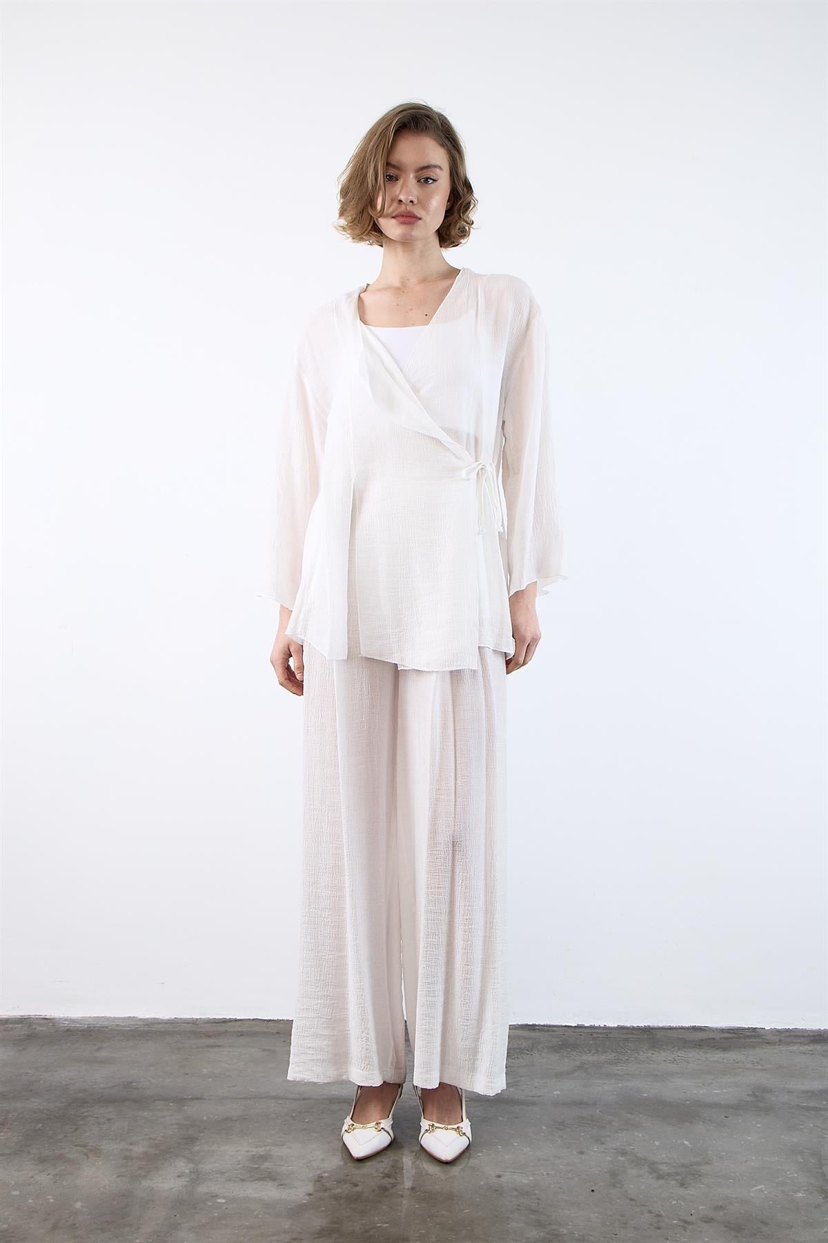 51109 KİMONO TAKIM BEYAZ