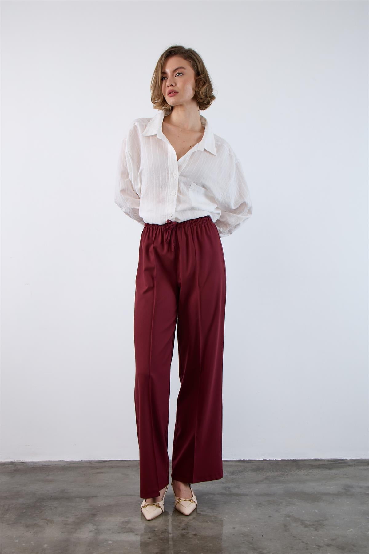 50741 POLİVİSKON PANTOLON BORDO