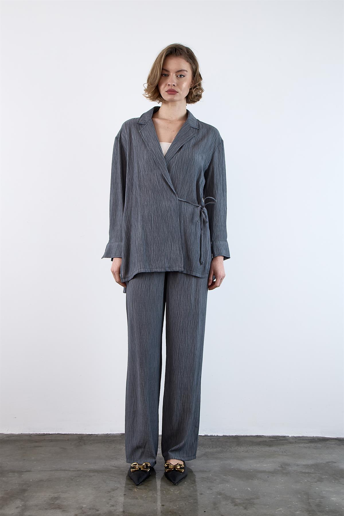 51101 BASKILI GÖMLEK PANTOLON TAKIM ANTRASİT