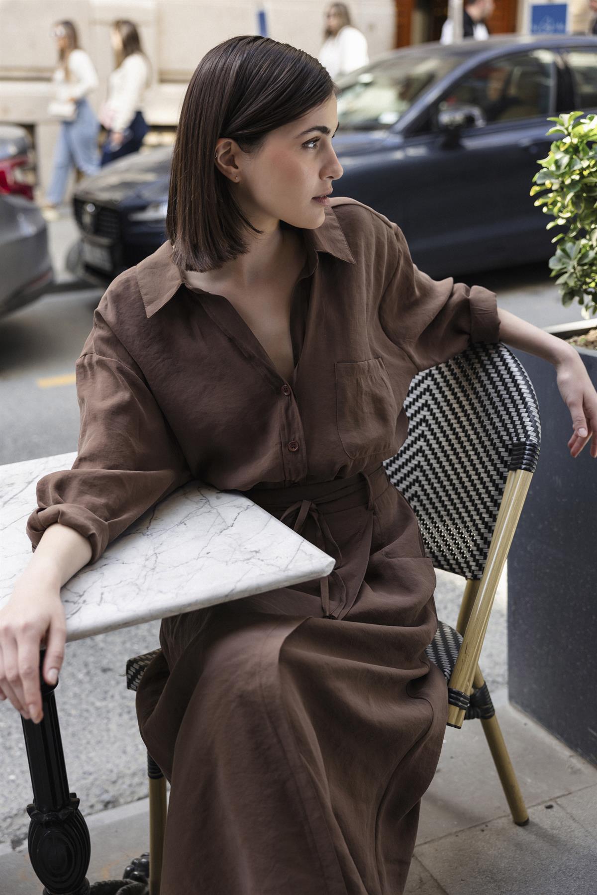 3264 LASTİKLİ ETEK KAHVE