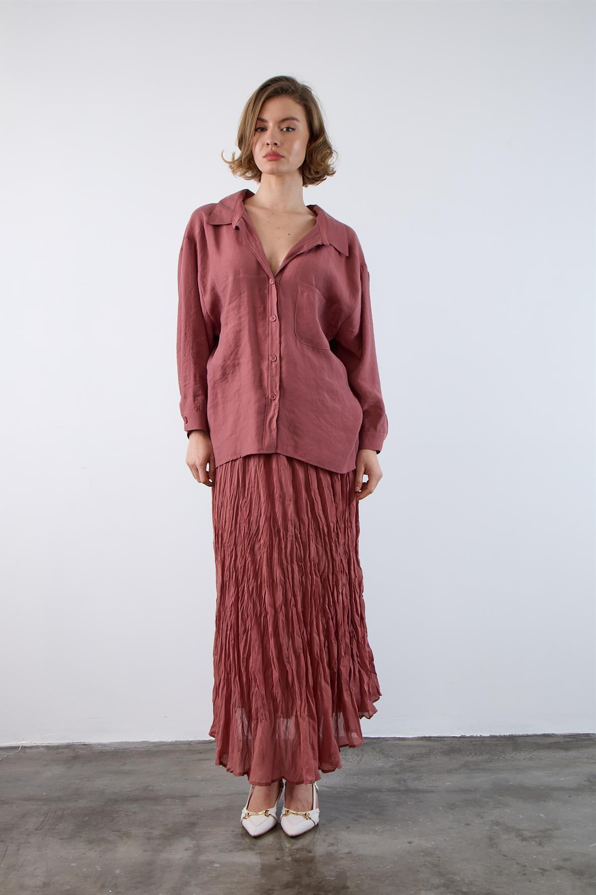 4612 DÜŞÜK OMUZLU OVERSİZE GÖMLEK TARÇIN