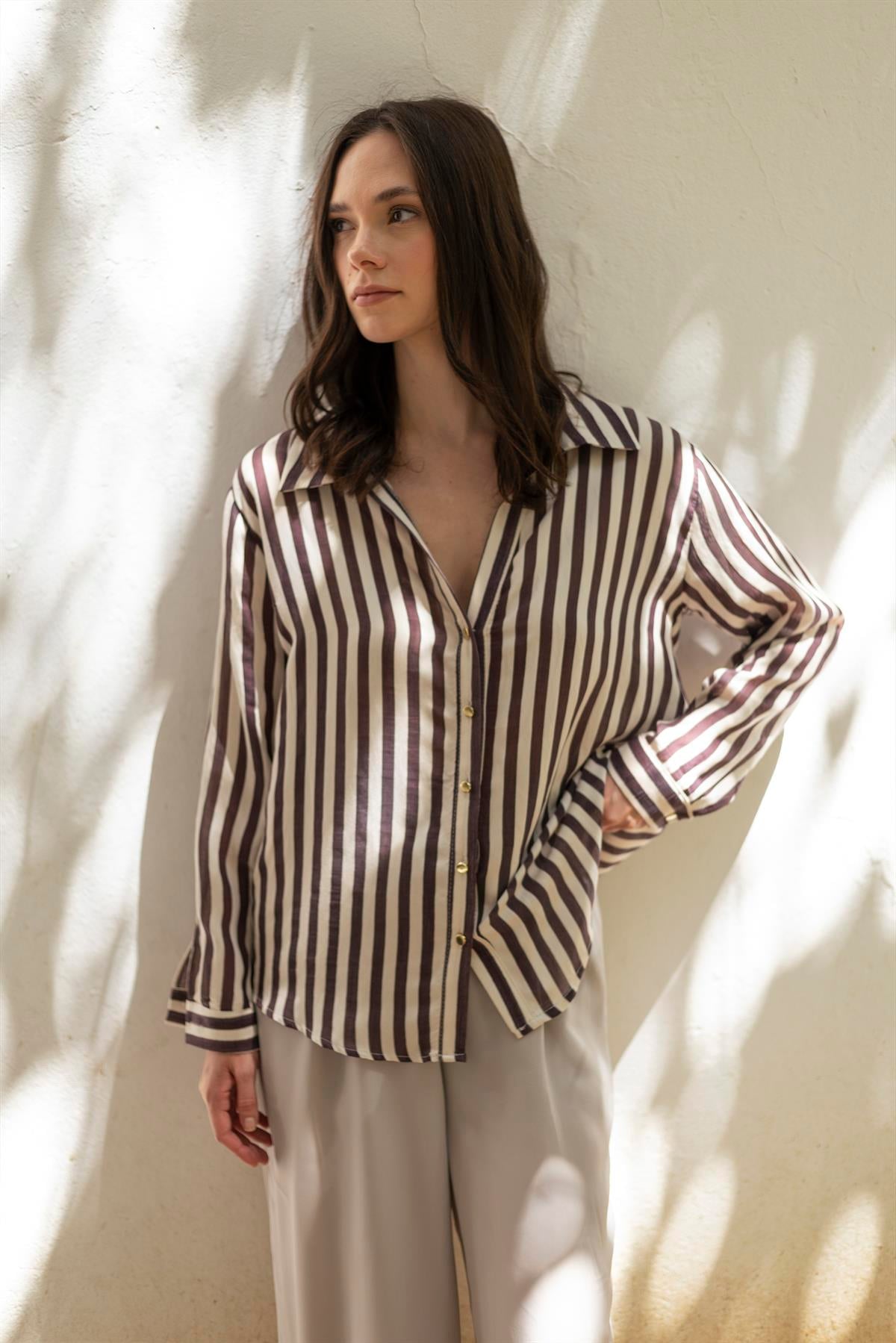 4966 ÇİZGİLİ GÖMLEK MÜRDÜM