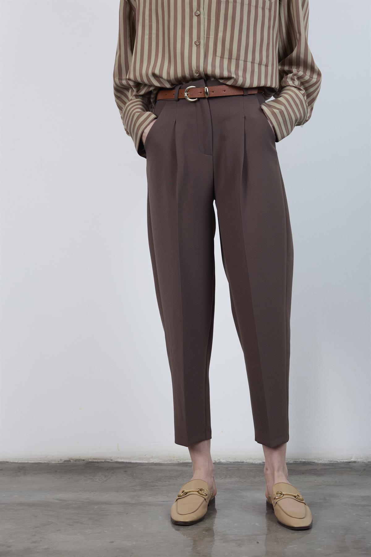 50938 KEMERLİ PANTOLON KAHVE