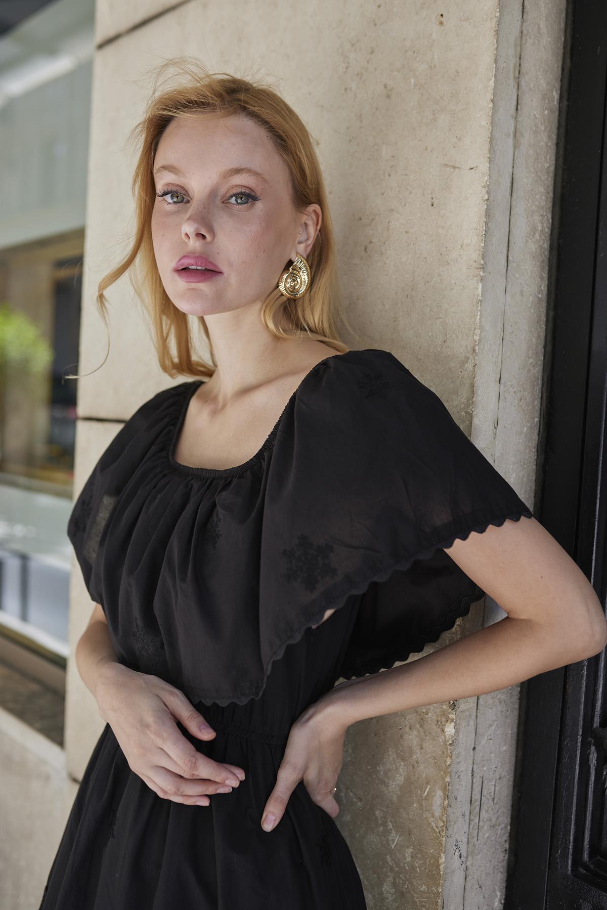 3324 DANTELLİ ELBİSE SİYAH