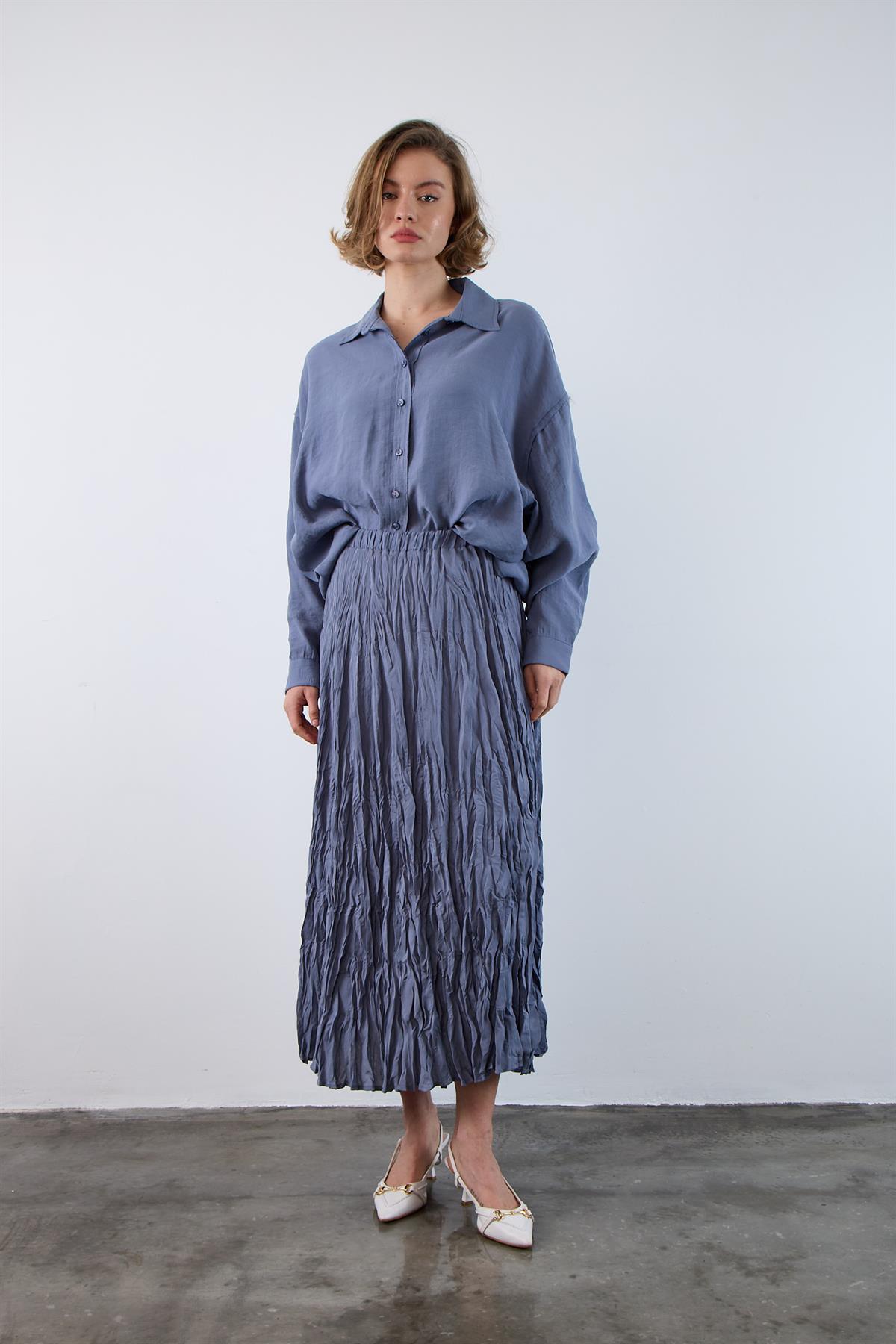 3207 KIRIŞIK ETEK İNDİGO