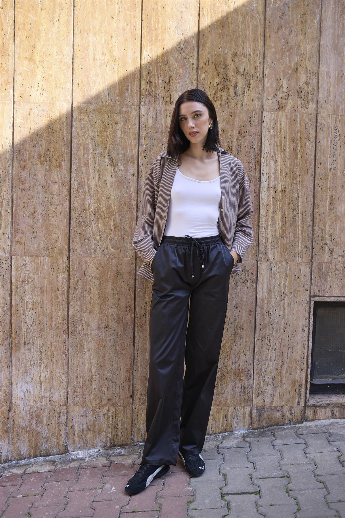 51229 SATEN PANTOLON SİYAH