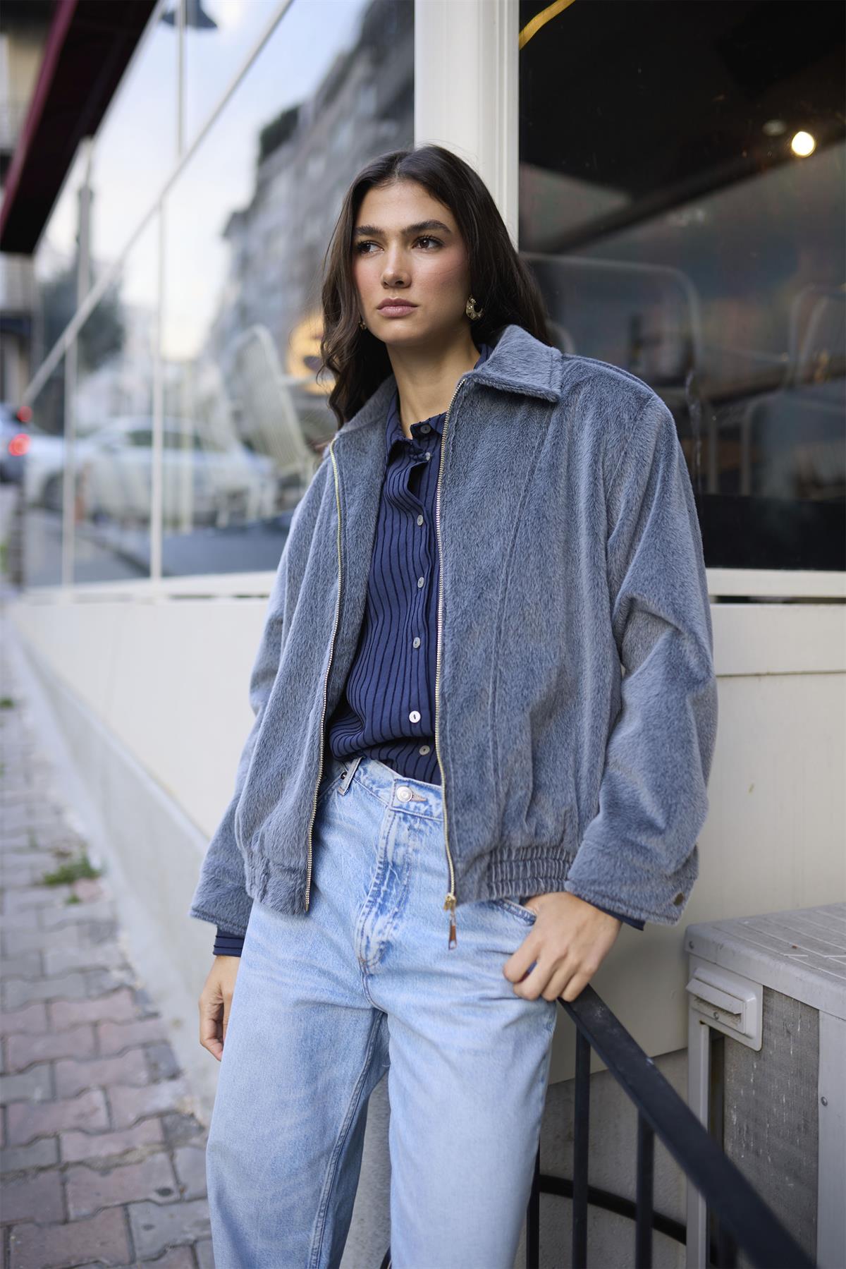 9648 BOMBER CEKET GRİ