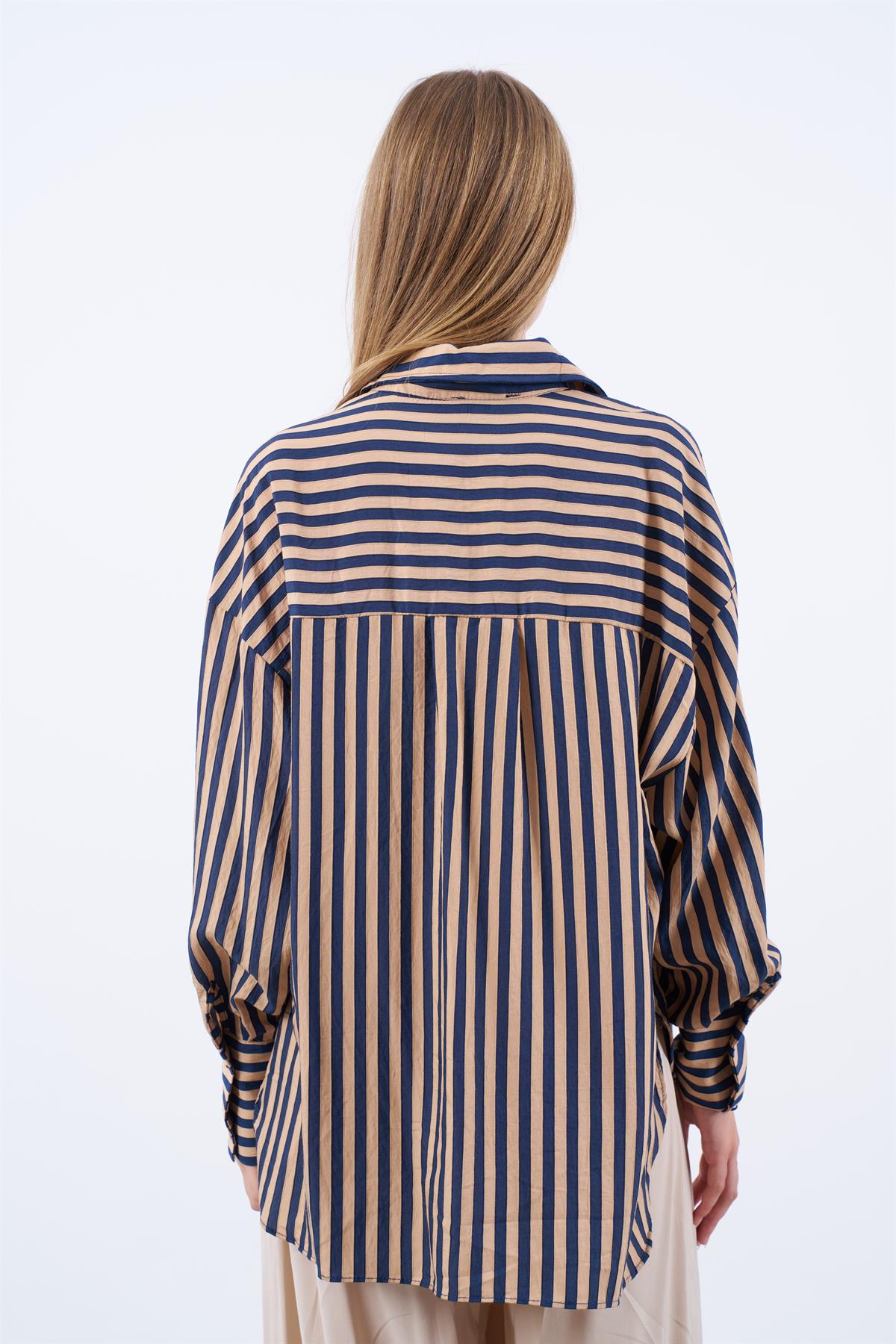 4969 ÇİZGİLİ GÖMLEK CAMEL-LACİ