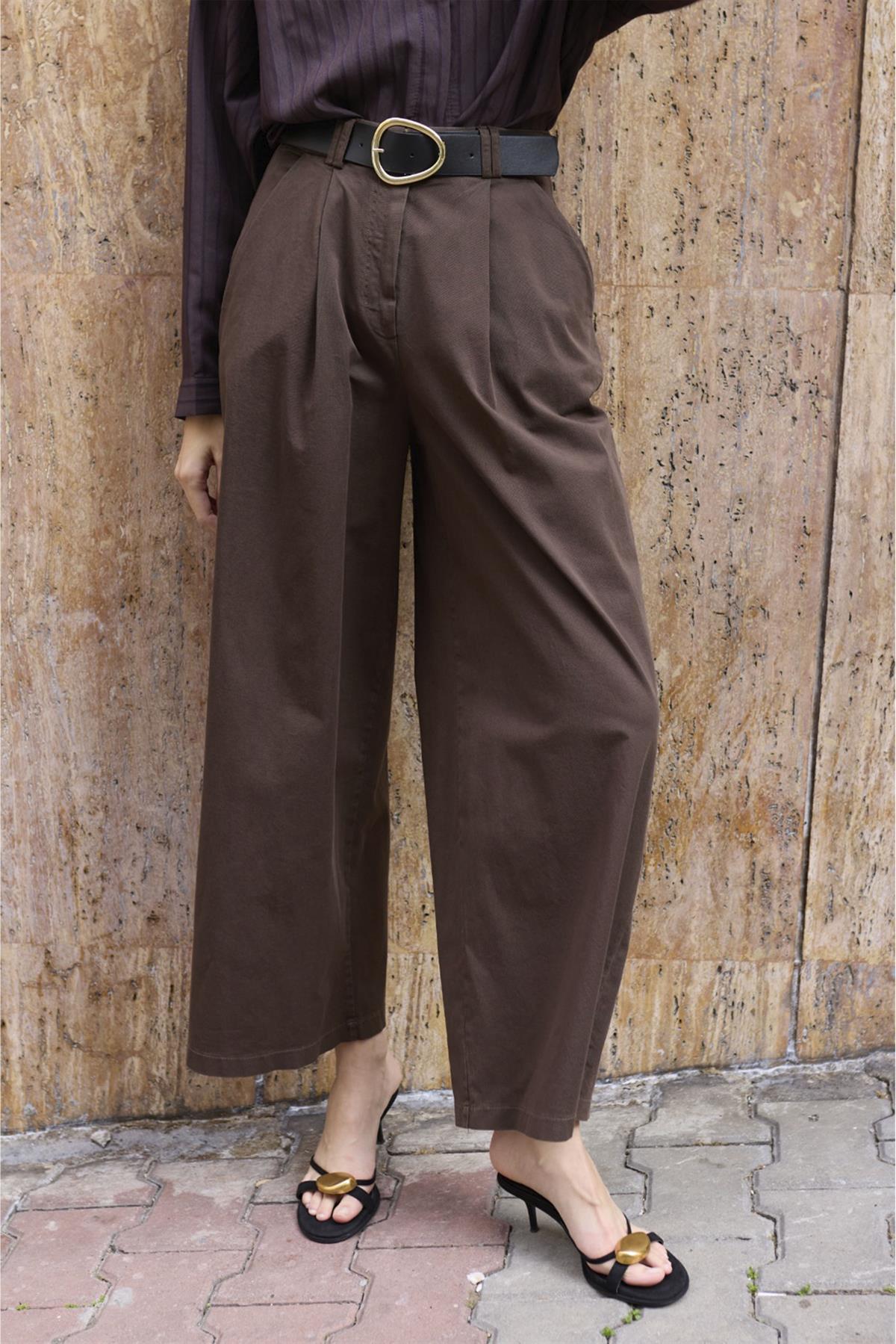 51223 KEMERLİ PANTOLON KAHVE