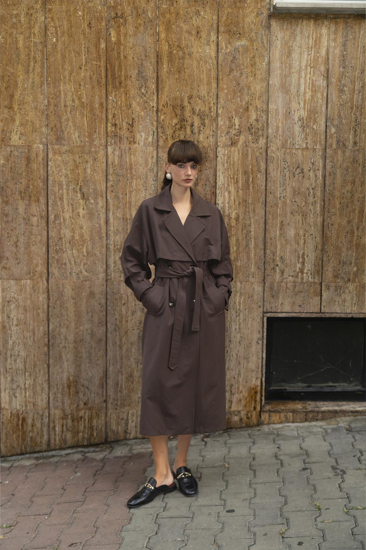 9605 UZUN TRENÇ KAHVE