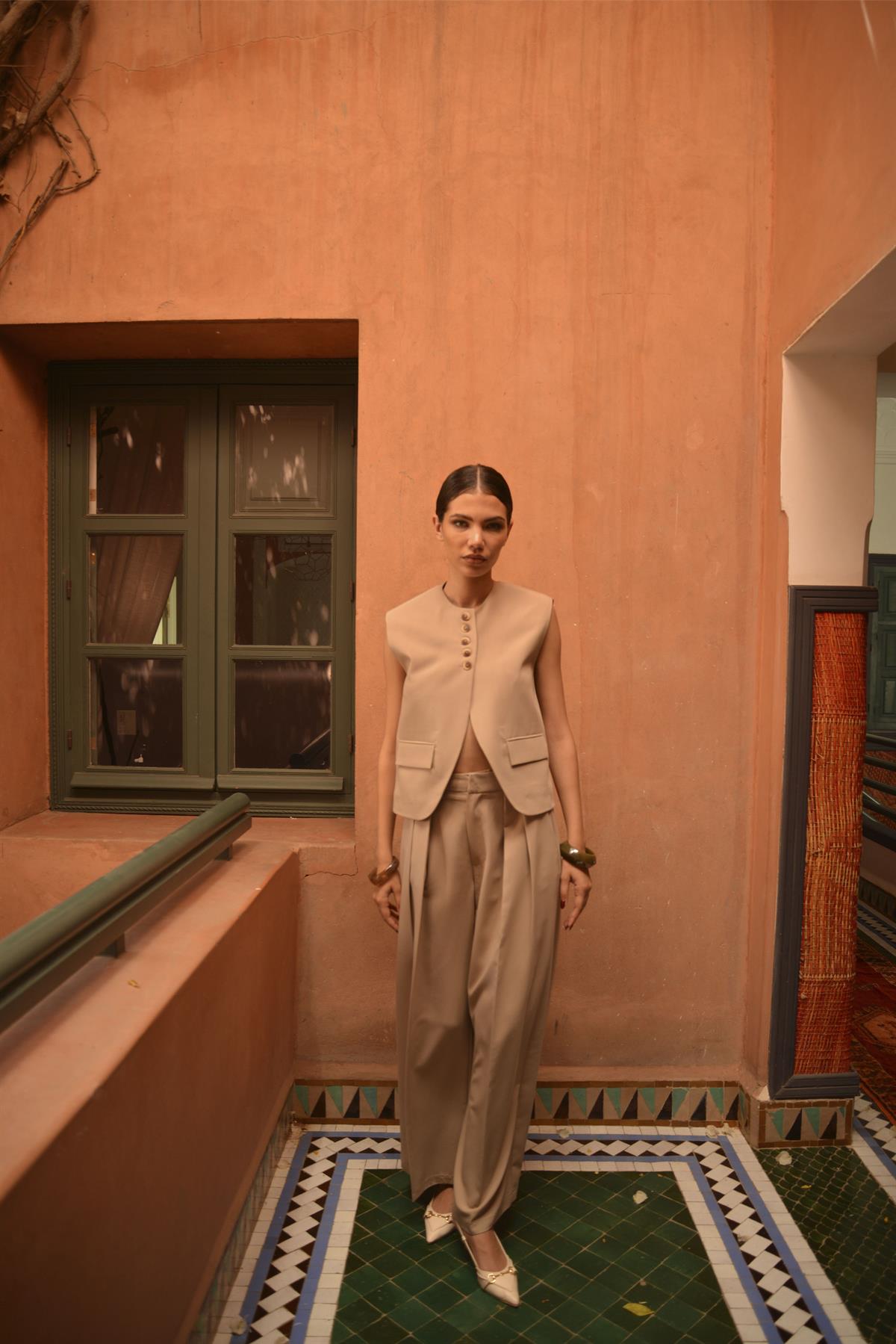 9595 YELEK PANTOLON TAKIM CAMEL