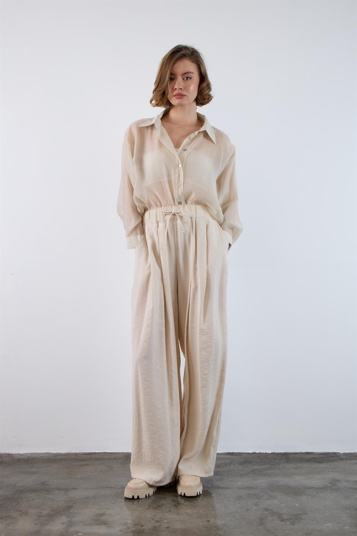 50962 LASTİKLİ PANTOLON TAŞ