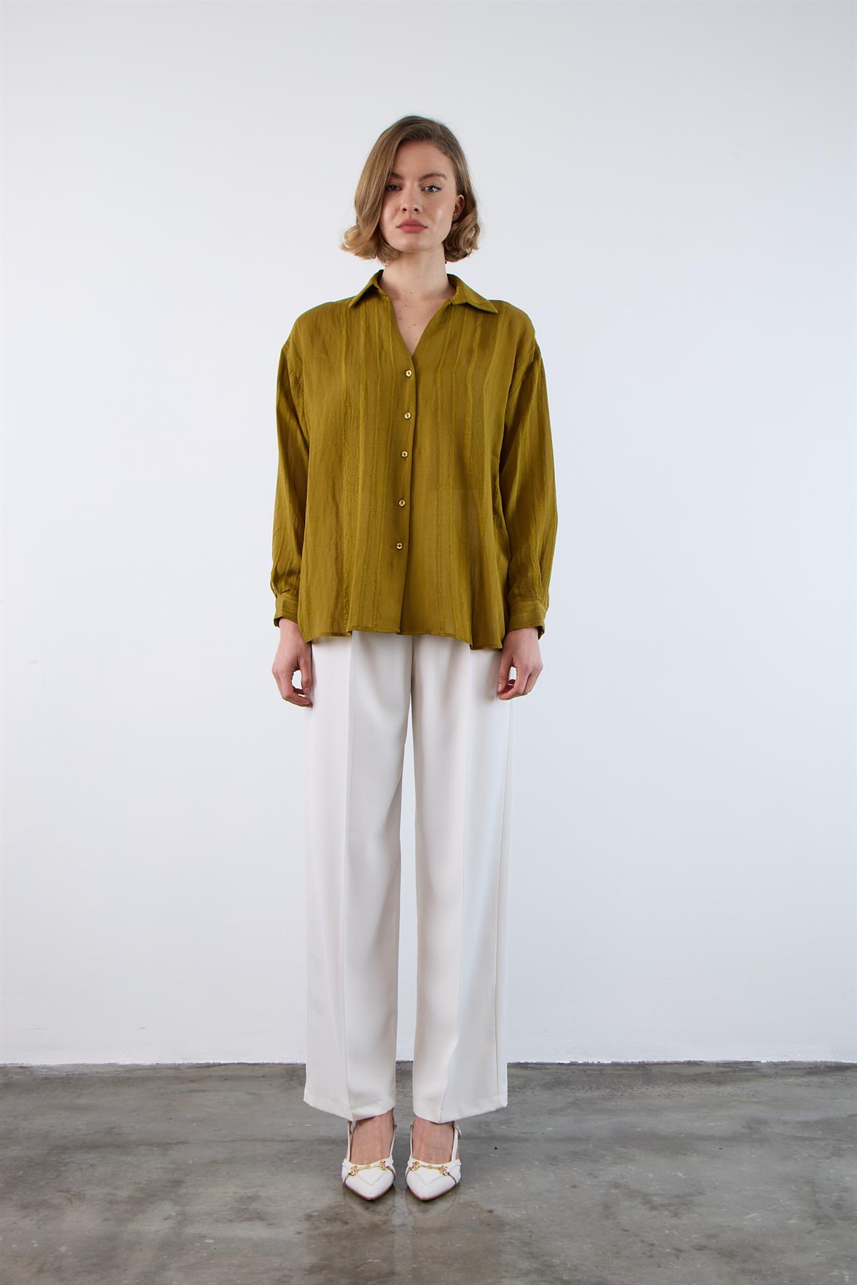 4914 TRANSPARAN GÖMLEK OLİVE