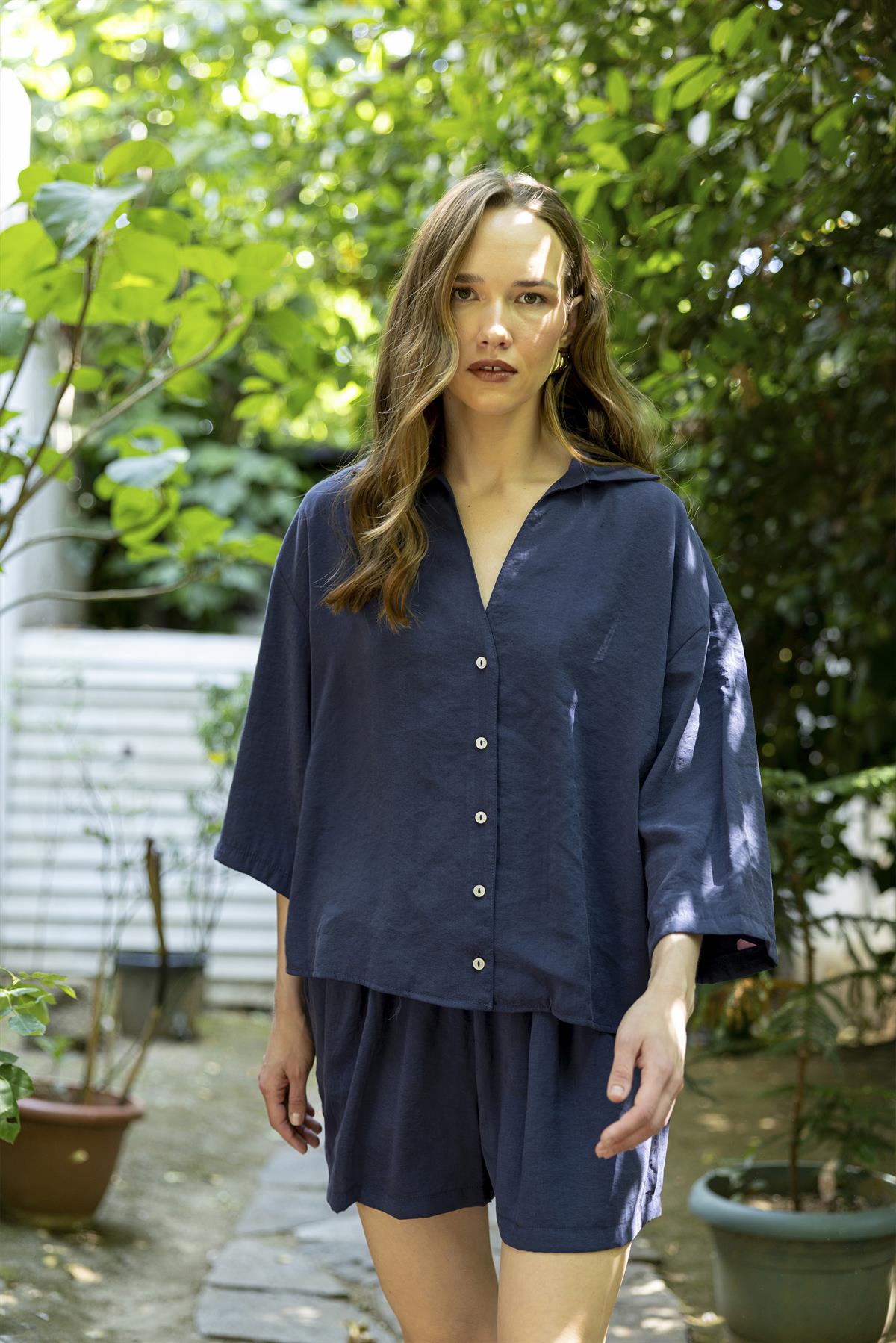 51161 GÖMLEK ŞORT TAKIM LACİVERT