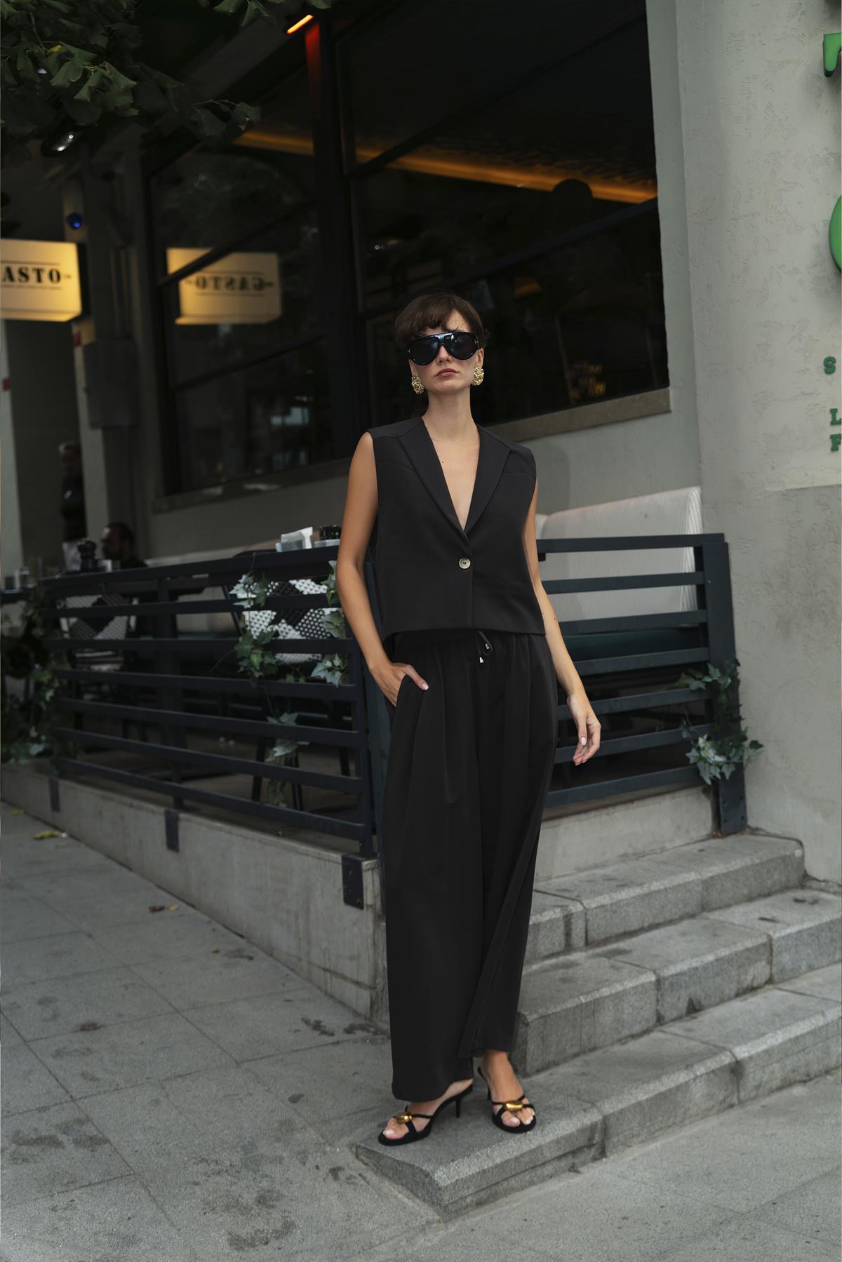 9588 YELEK PANTOLON TAKIM SİYAH