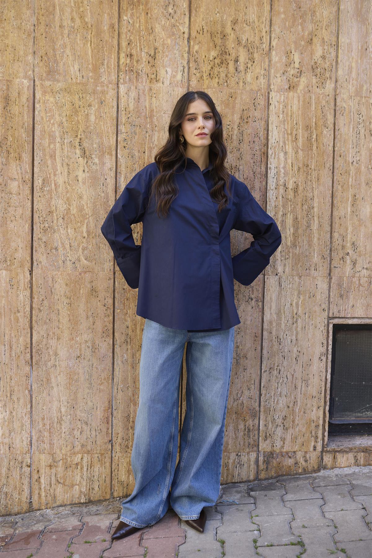 4987 POPLİN GÖMLEK LACİVERT