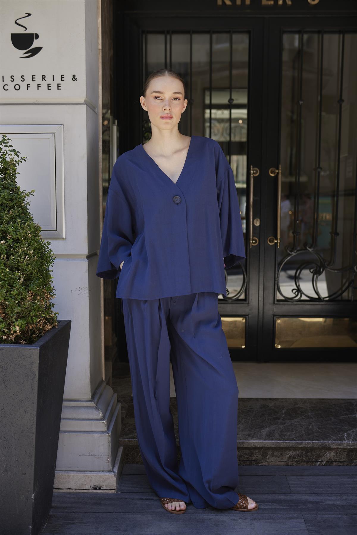 51173 BLUZ PANTOLON TAKIM LACİVERT