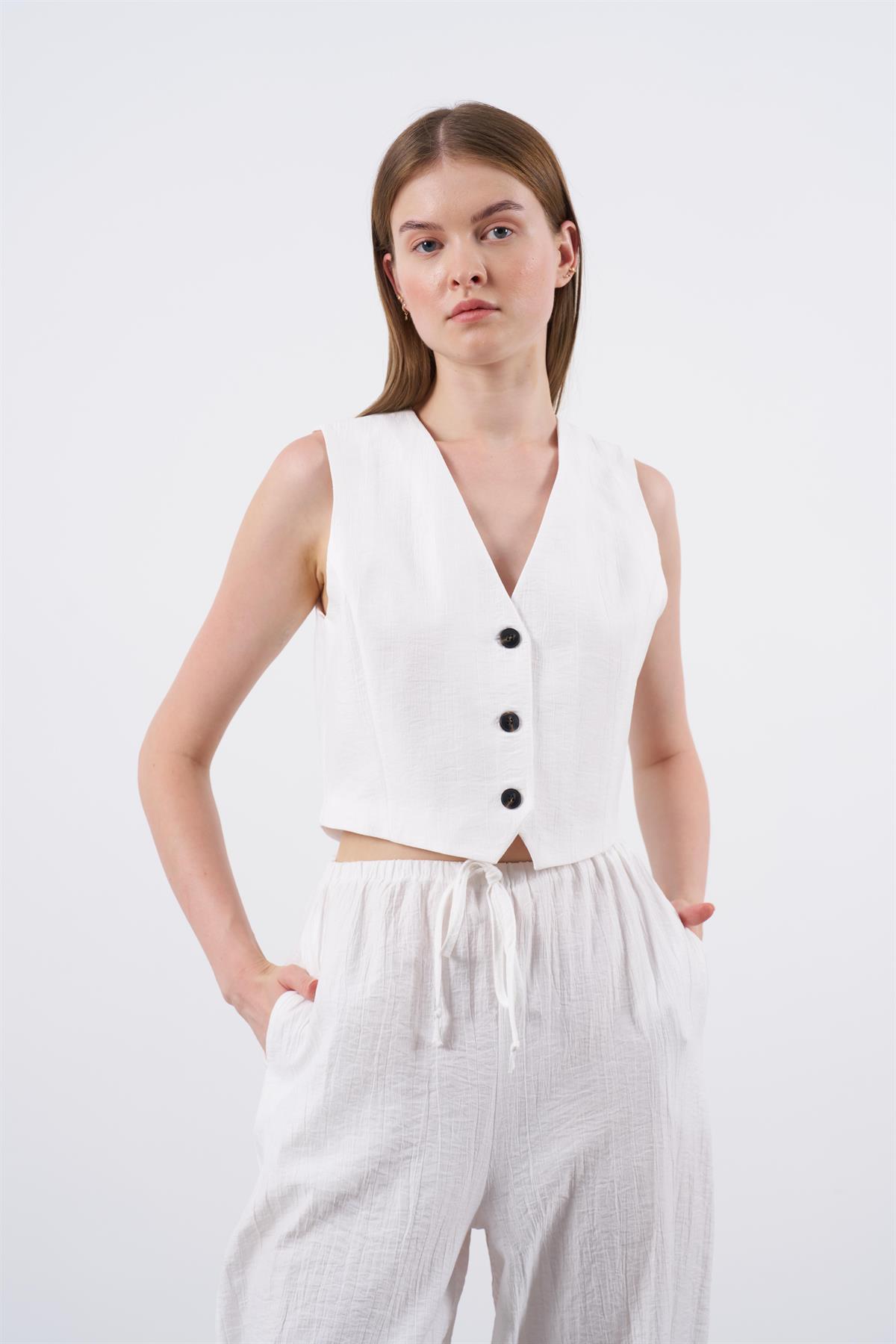 51002 YELEK PANTOLON TAKIM BEYAZ