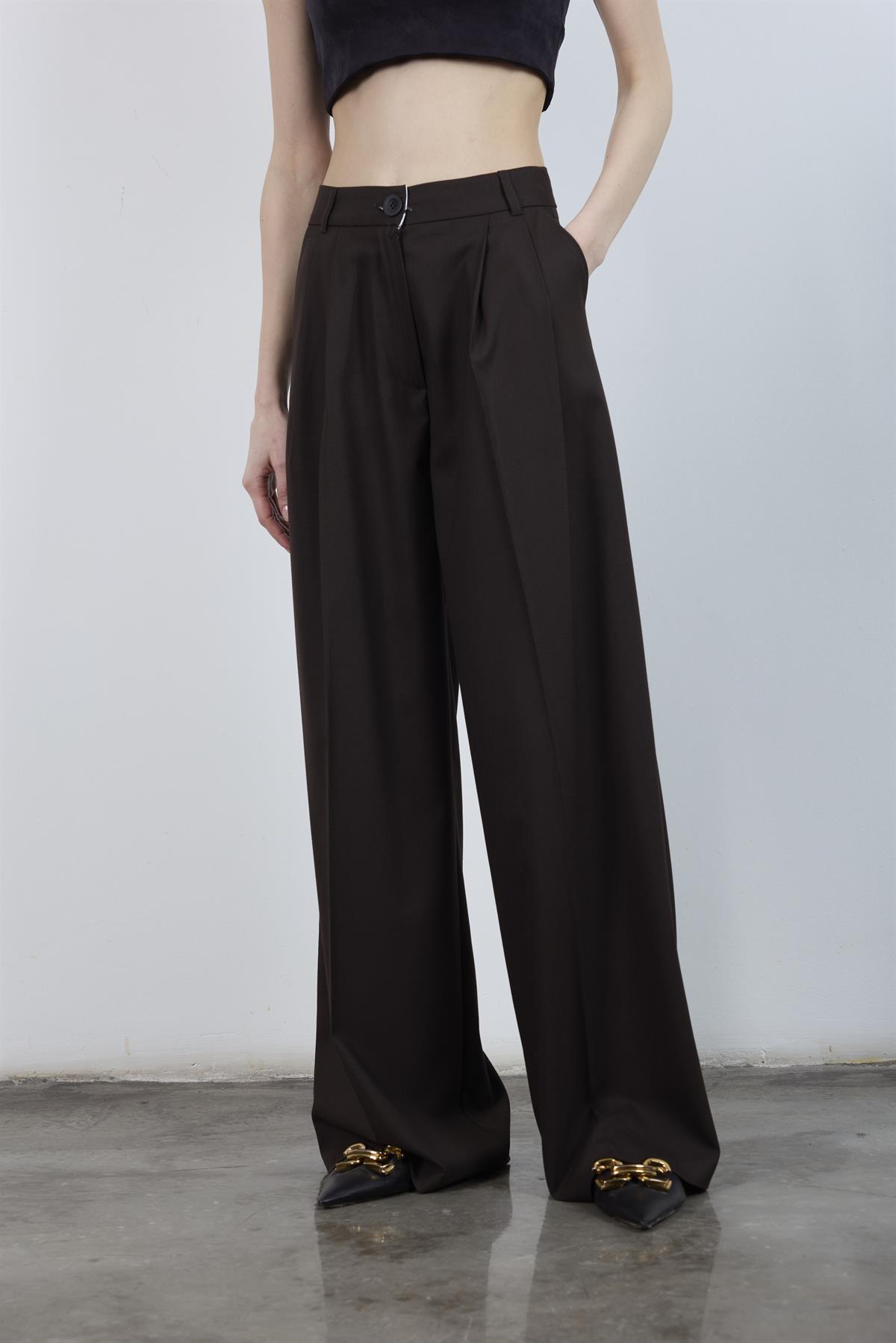 50997 POLİVİSKON PANTOLON KOYU KAHVE