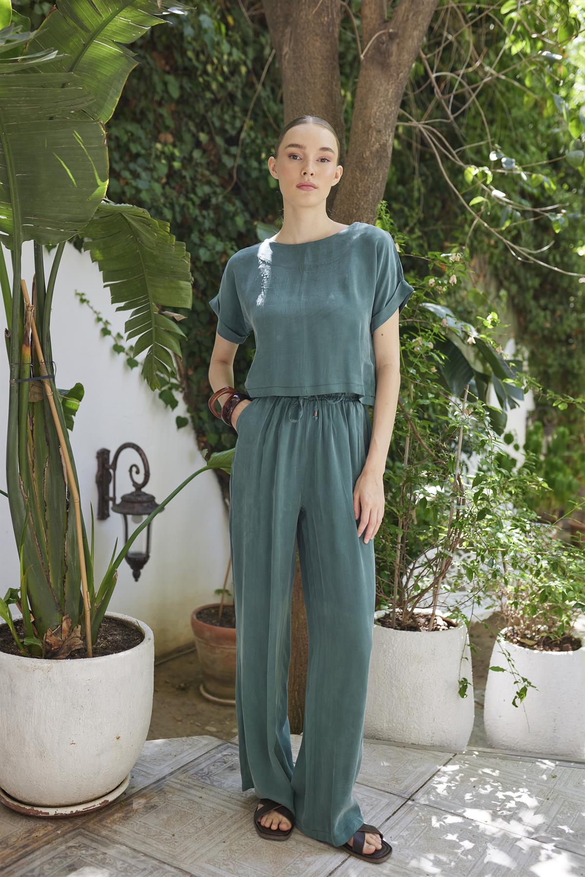 51163 BLUZ PANTOLON TAKIM ZÜMRÜT