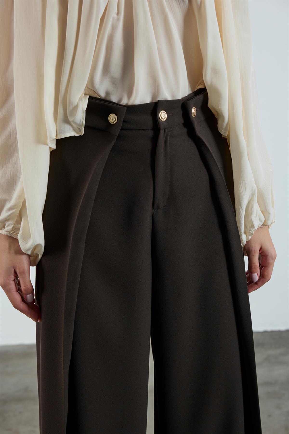 51133 KREP PANTOLON KAHVE