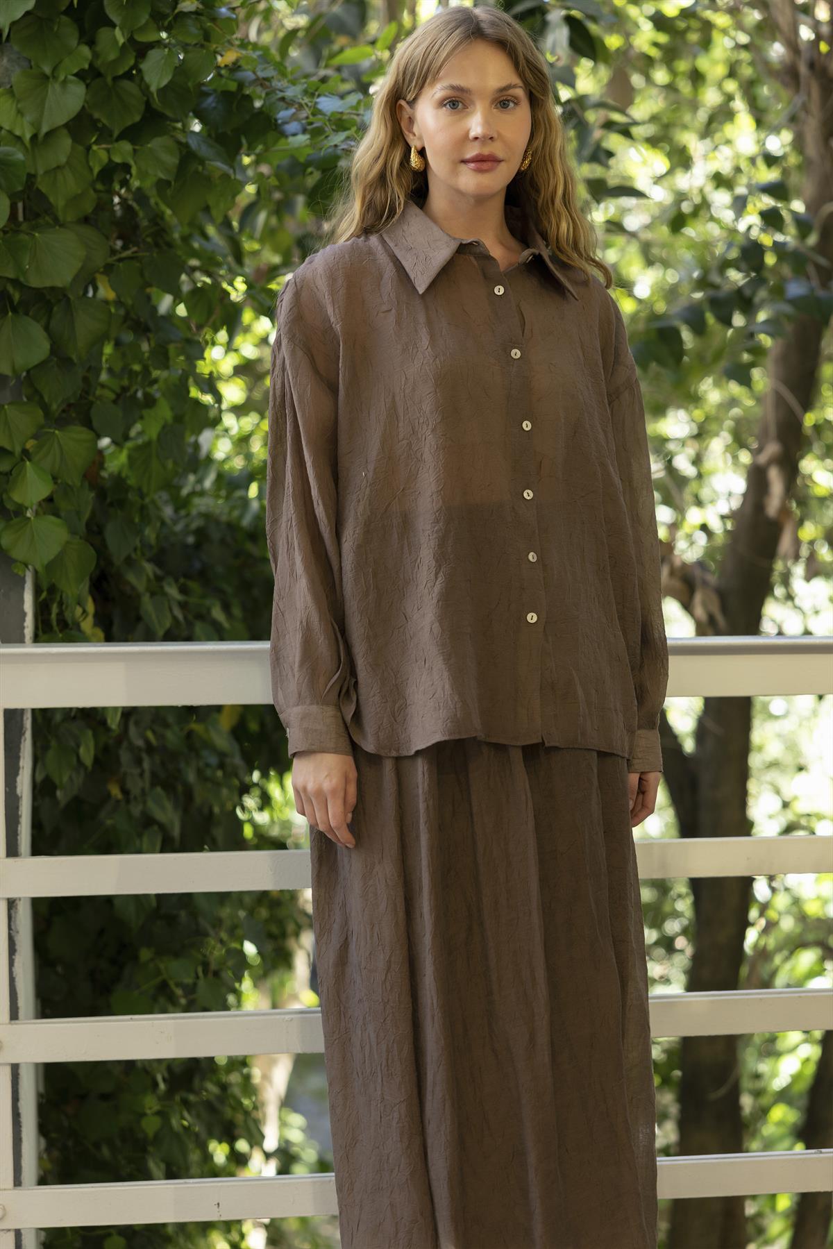 51159 GÖMLEK ETEK TAKIM KAHVE