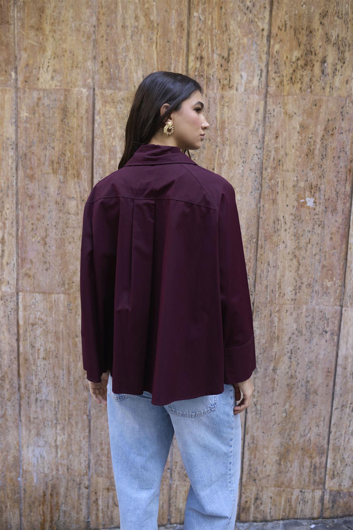 5001 REGLAN POPLİN GÖMLEK MÜRDÜM