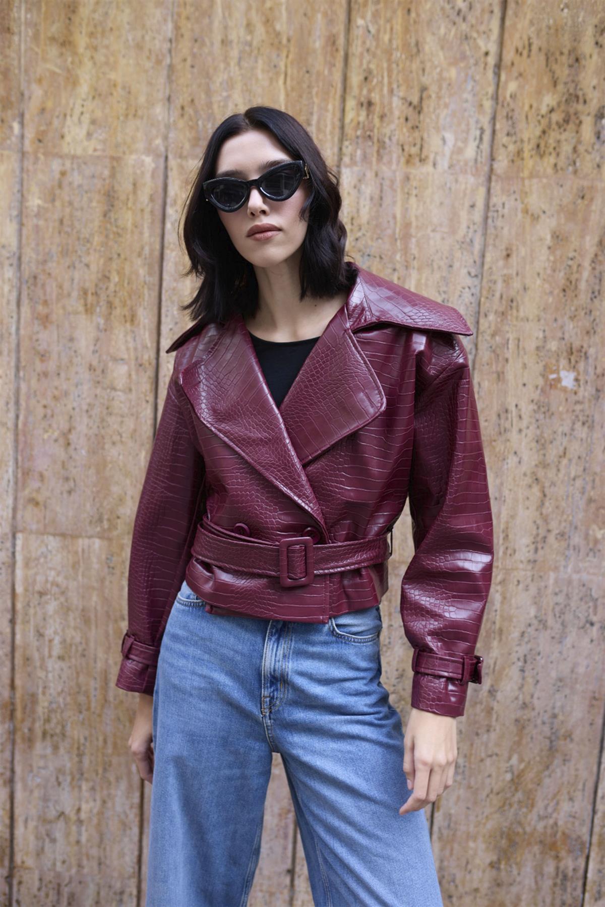 9632 DERİ CEKET BORDO