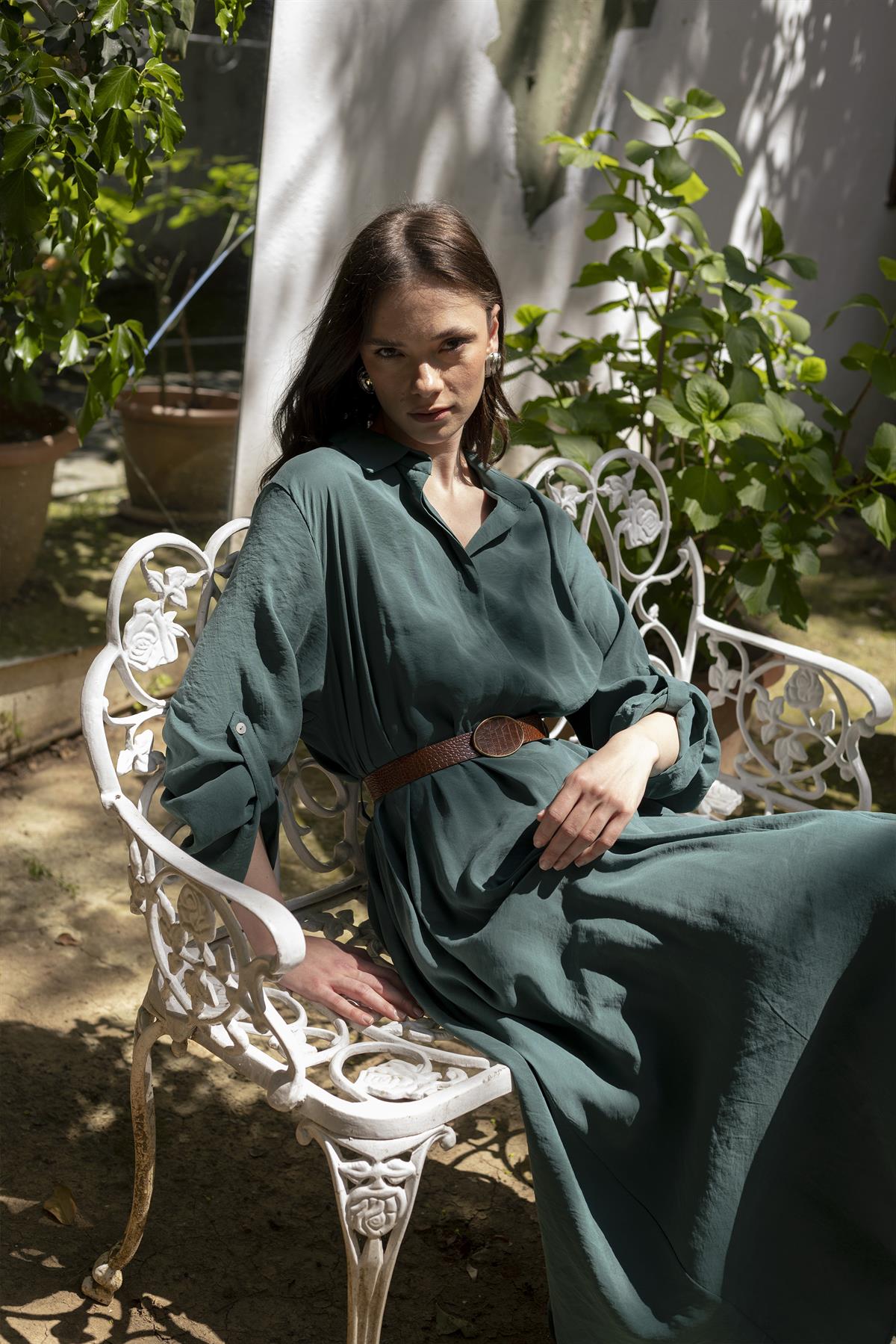 3270 GÖMLEK ELBİSE ZÜMRÜT