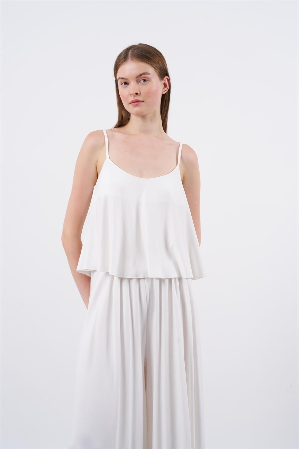 51052 ASKILI BLUZ PANTOLON TAKIM BEYAZ