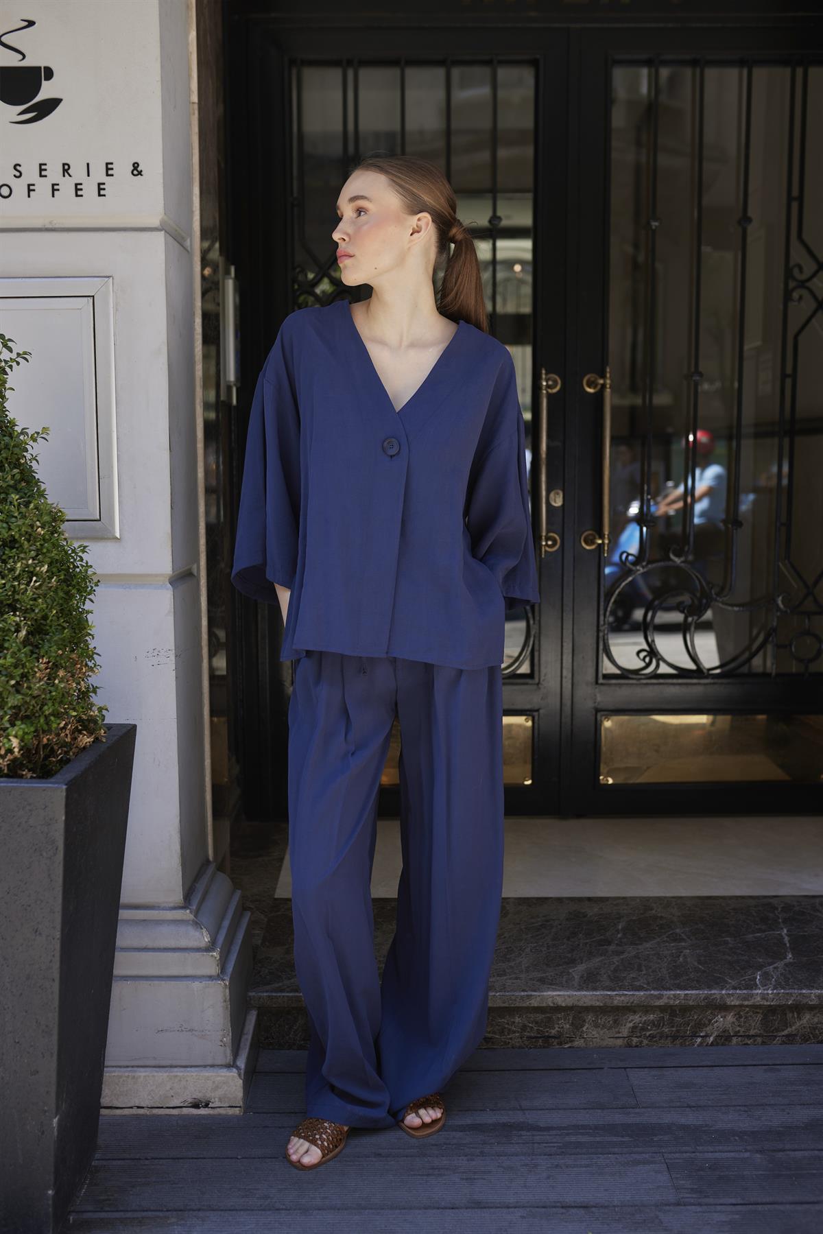 51173 BLUZ PANTOLON TAKIM LACİVERT