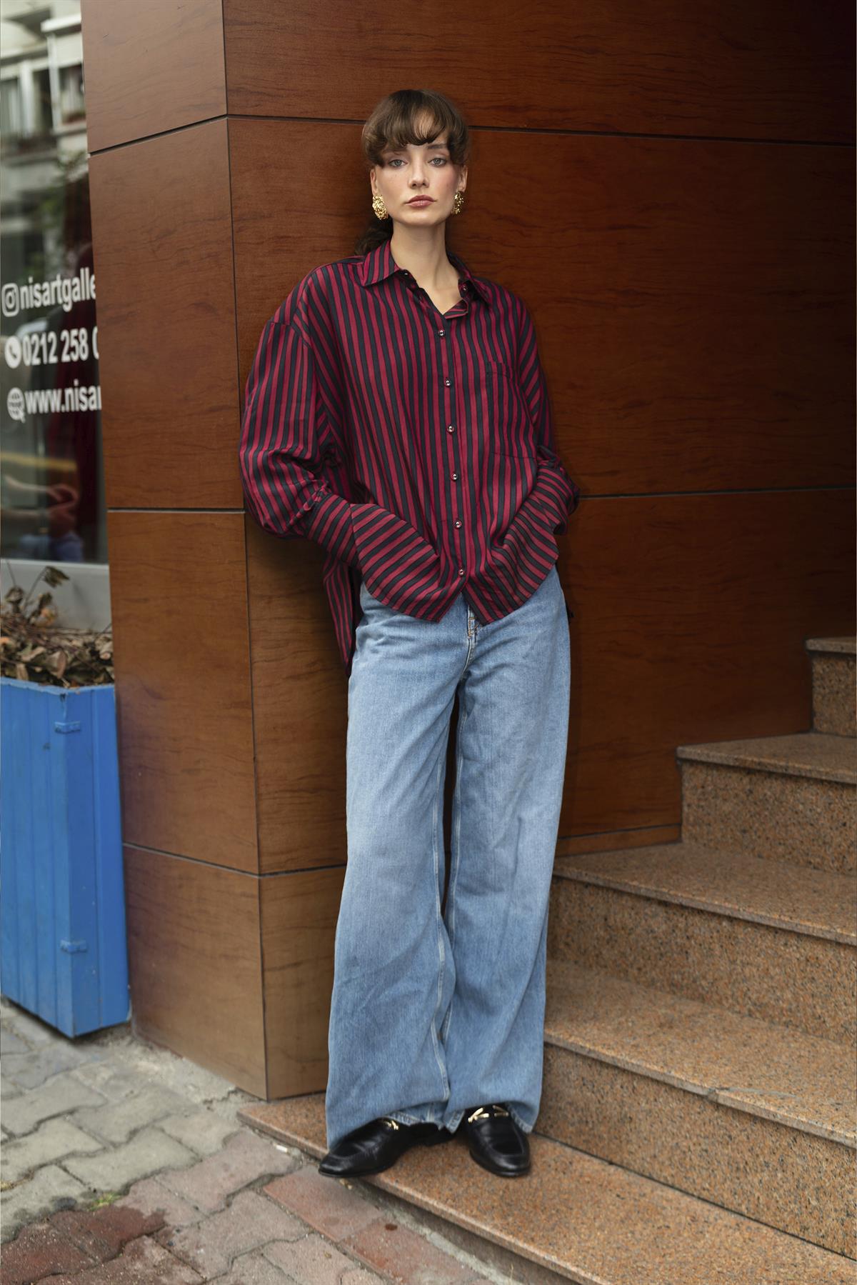 4969 ÇİZGİLİ GÖMLEK KIRMIZI-SİYAH