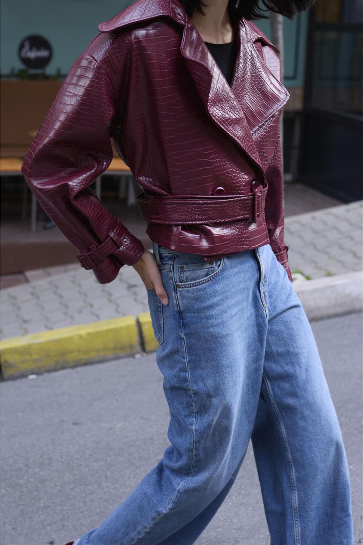 9632 DERİ CEKET BORDO