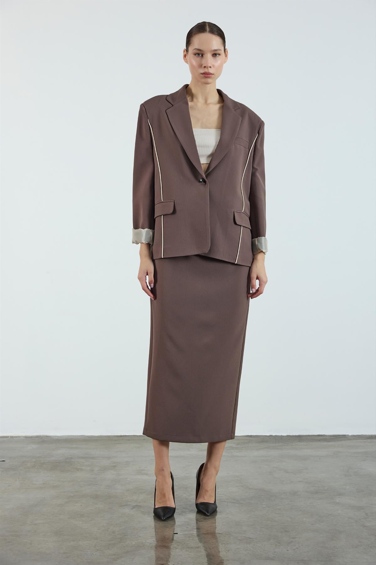 9555 BİYELİ CEKET KAHVE-TAŞ